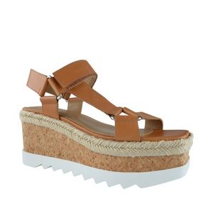 Marc Fisher Gylian Leather Platform Sandals (Tan)